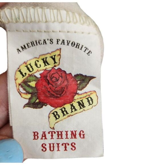 Vintage Y2K Lucky Bathing Swim Suit Cover Up Womens M Green Asian Floral Terry C - Picture 5 of 6